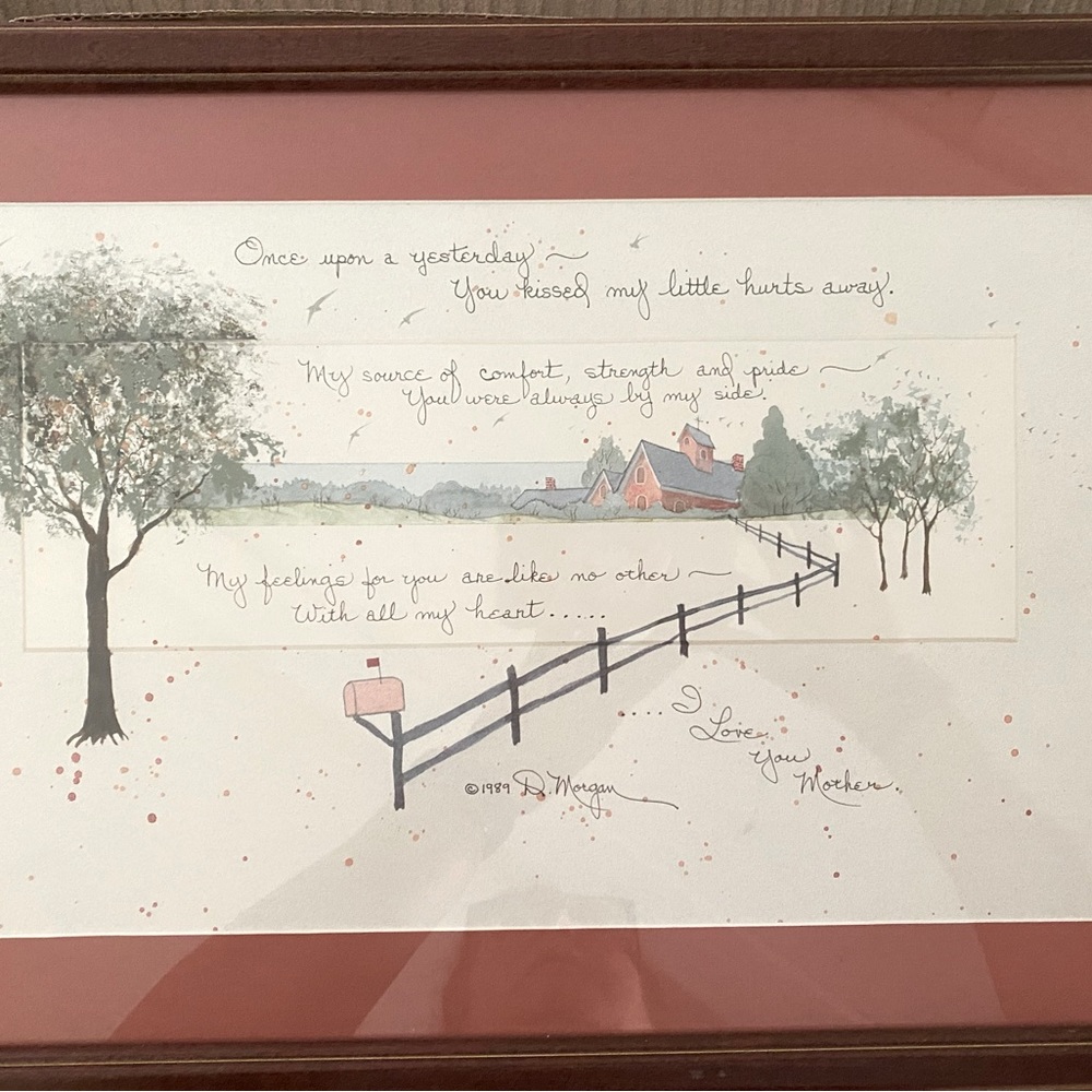 Authentic D. Morgan framed  “I Love You Mother” print 1989